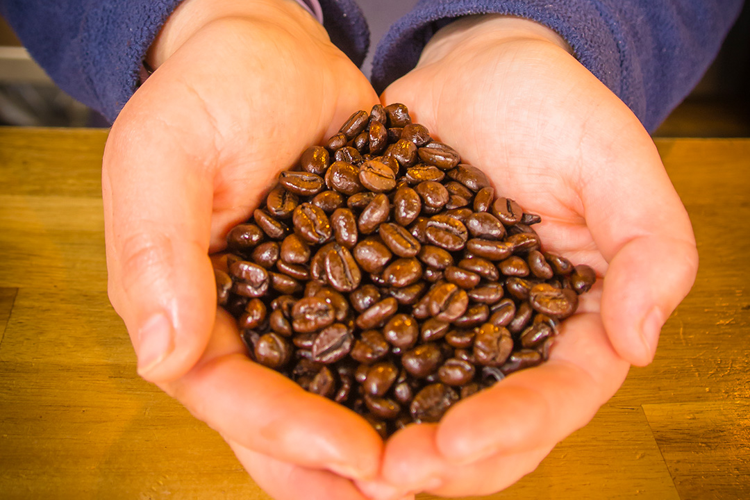 Holding coffee beans