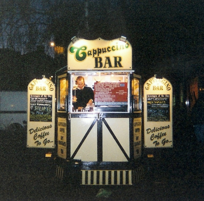 out first kiosk in Hereford City Centre on November 2nd 1999 - our original kiosk was a old horse box that had been converted, it fit just James and our machien