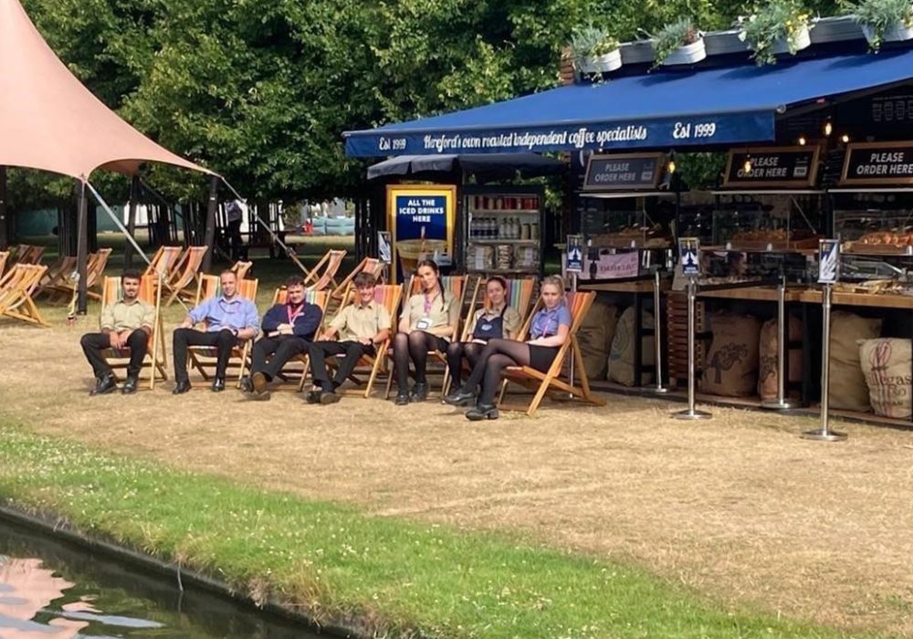 Coffee stand by a river