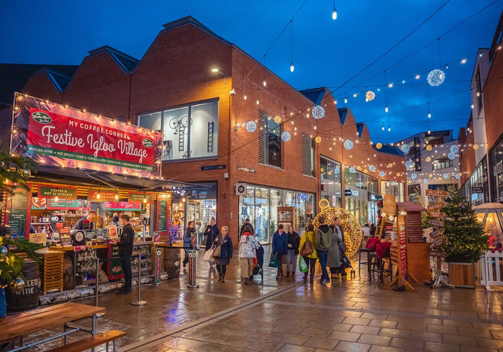 our Old Market site in hereford alll dressed up in their christmas attire.